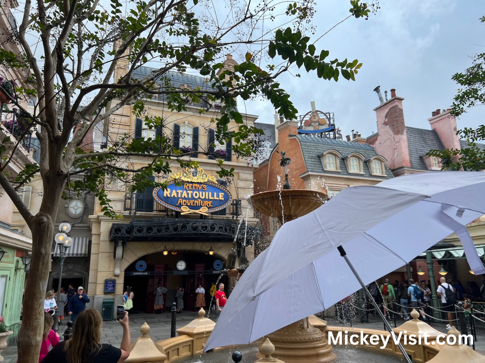 Umbrella in front of Remy's Ratatouille Adventure