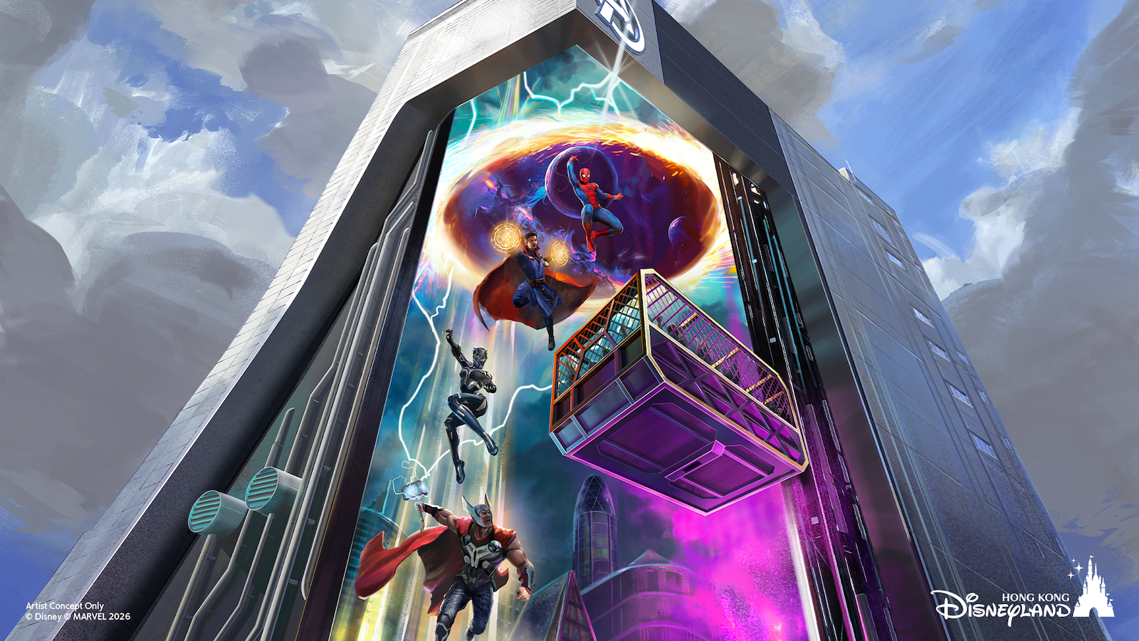 Avengers drop tower ride concept art