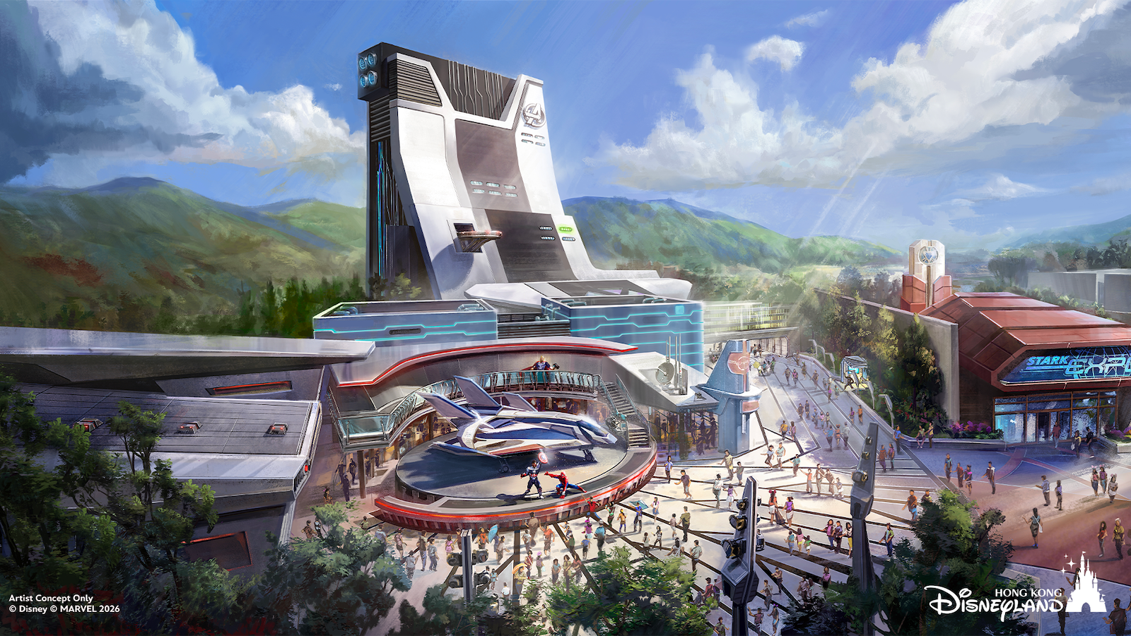 Avengers drop tower ride concept art