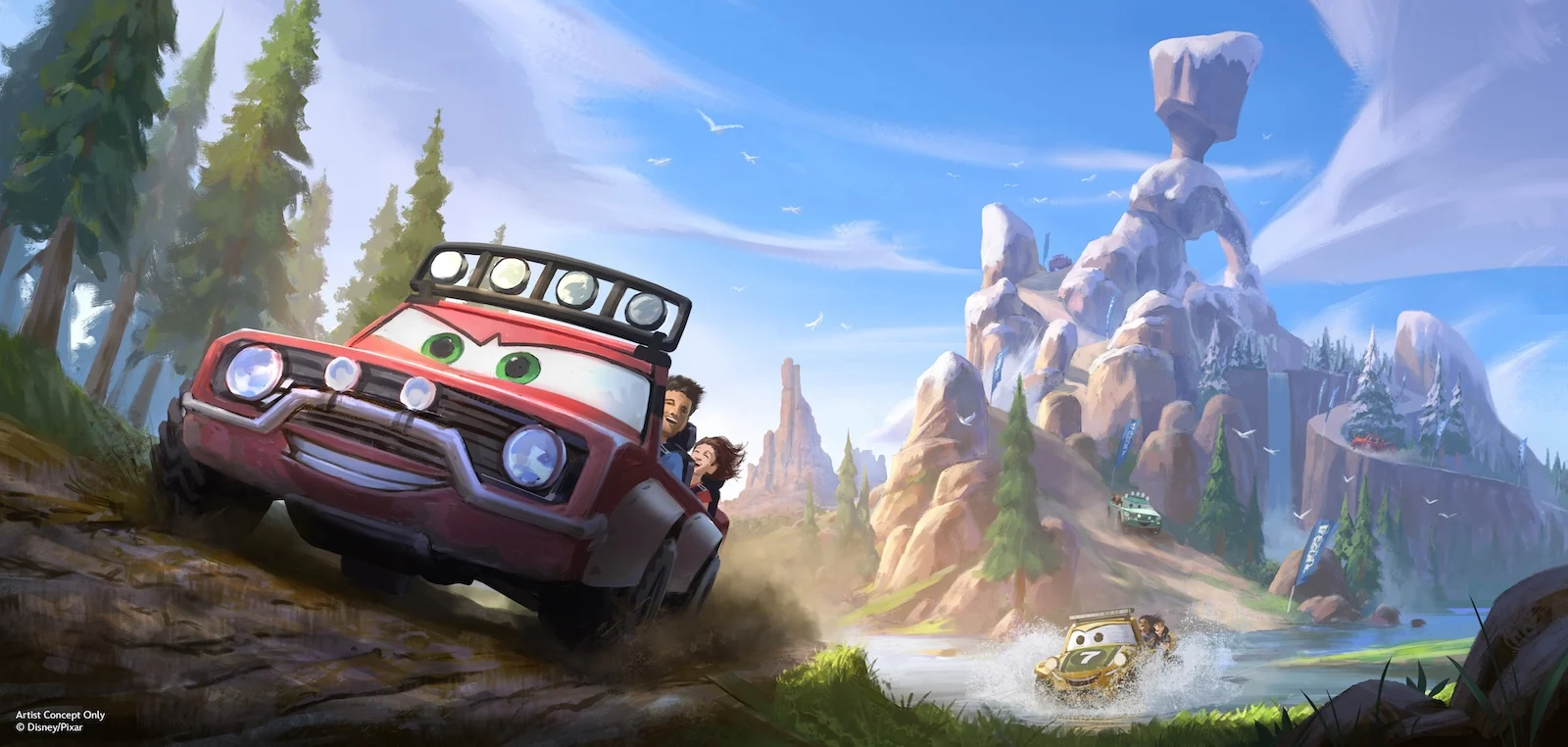 Cars offroad race rally ride concept art mountain Piston Peak National Park Frontierland Magic Kingdom Walt Disney World