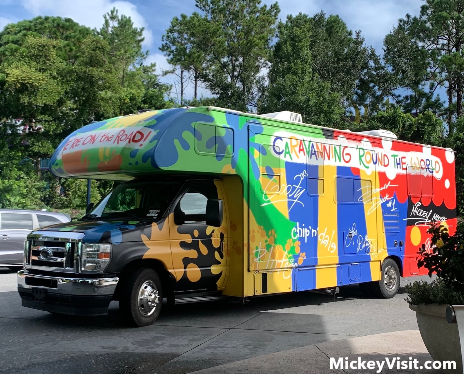 Van covered in colorful paint