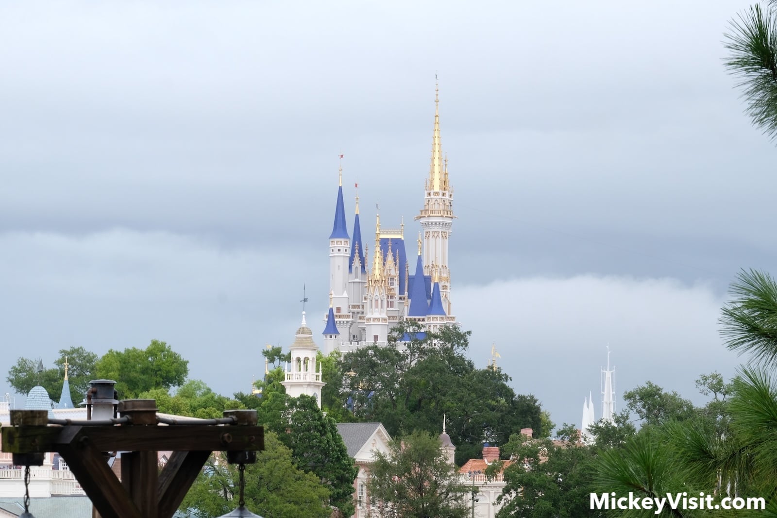 Cinderella Castle at Magic Kingdom in rain