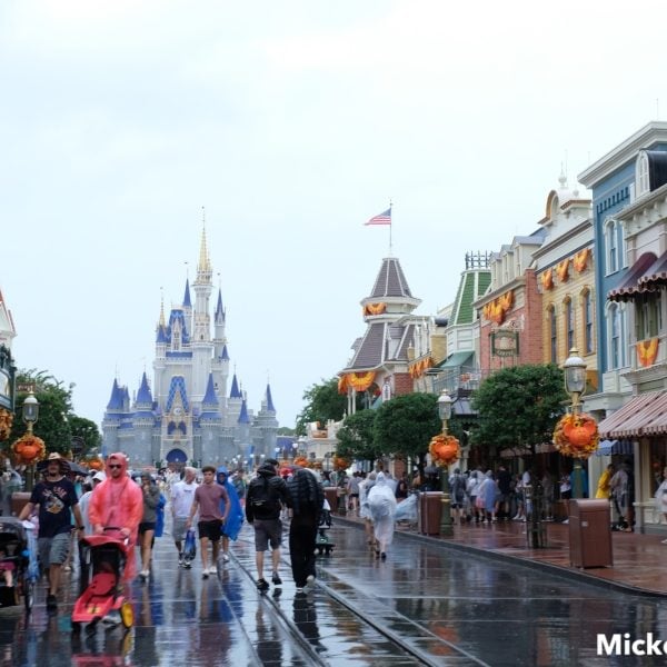 Main Street USA at Magic Kingdom in rain
