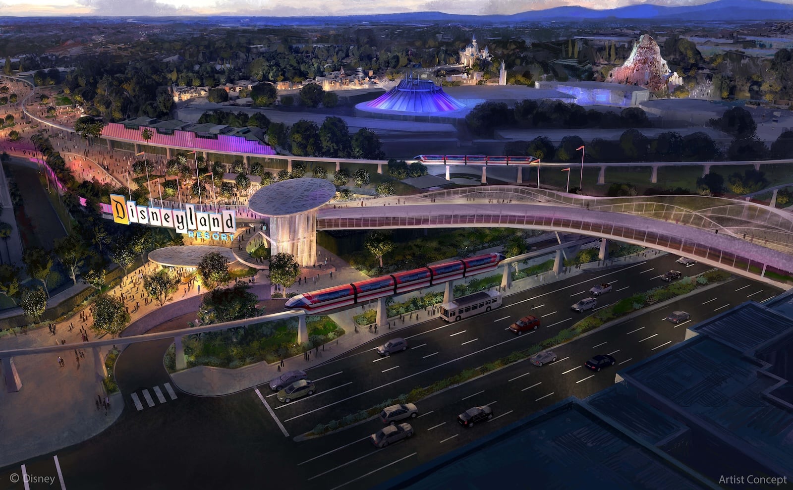 Disneyland entrance bridge concept art