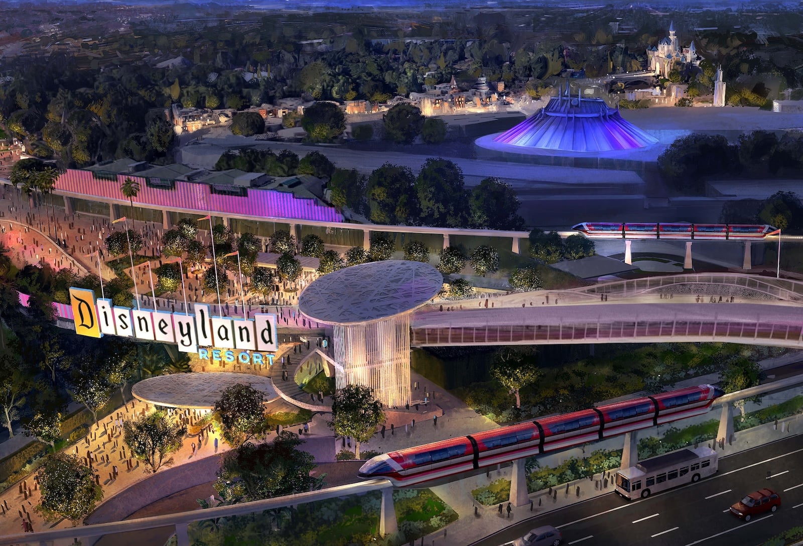 Disneyland entrance bridge concept art