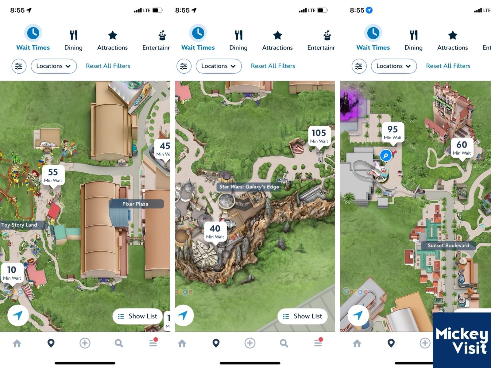 Wait time map
