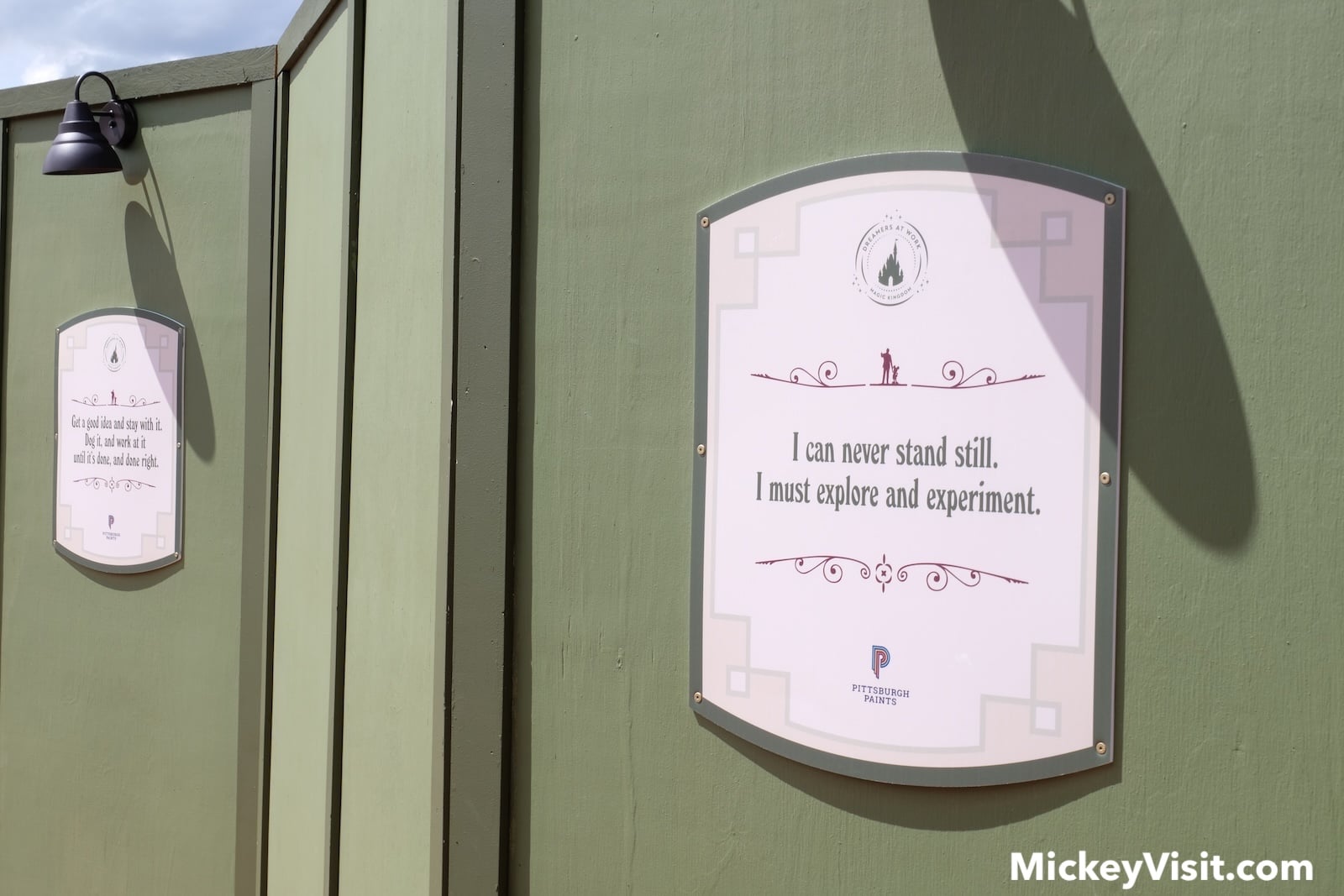 Construction wall with Walt Disney quote