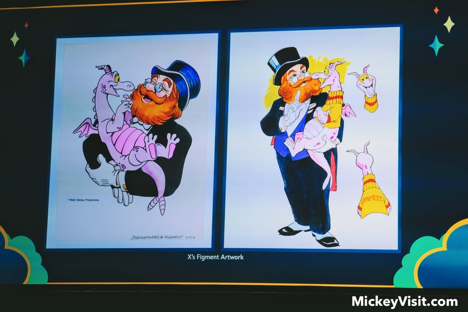 Sketches of Figment and Dreamfinder