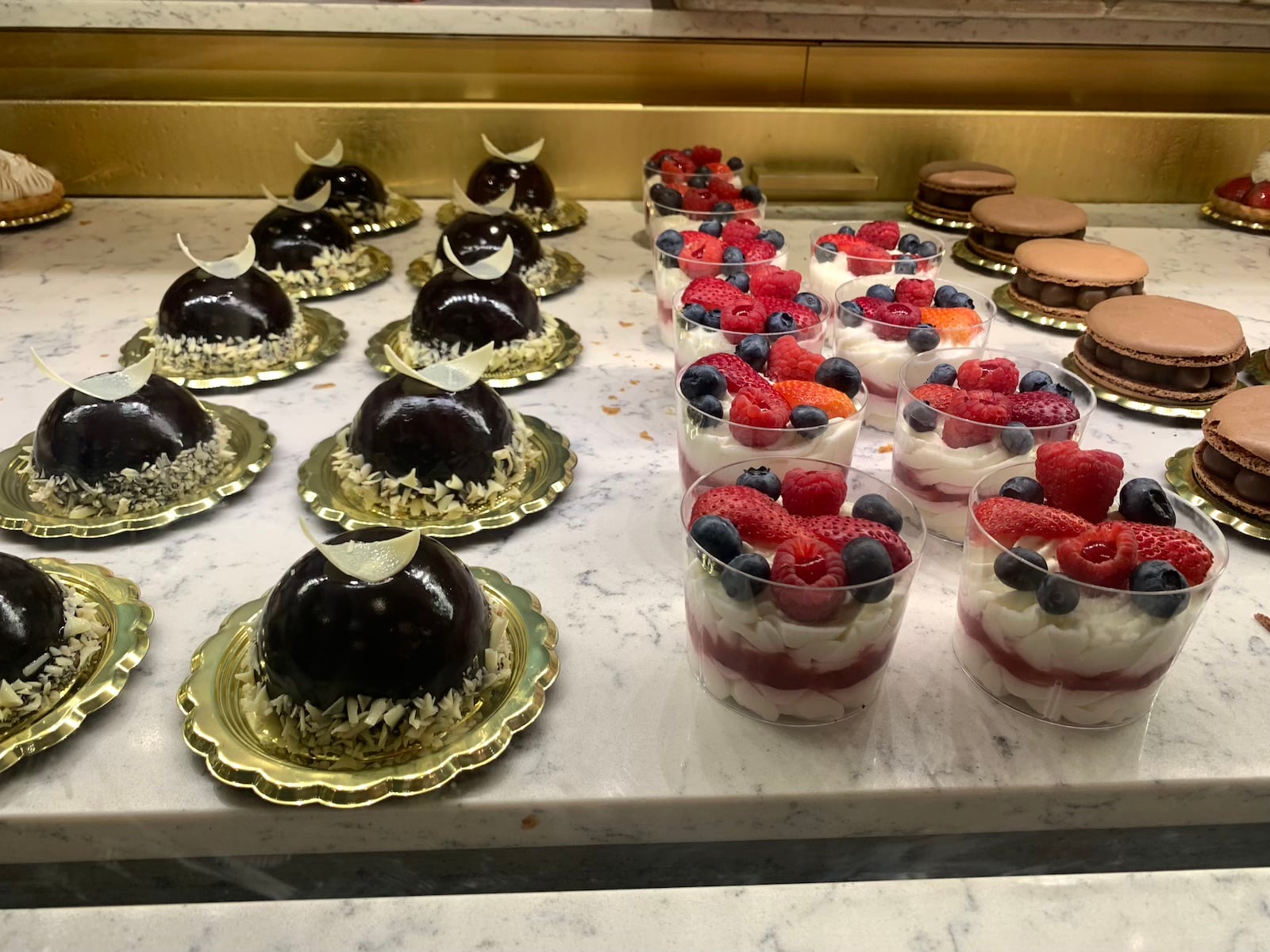 Desserts in display case