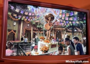 Héctor Rivera statue in Coco ride queue
