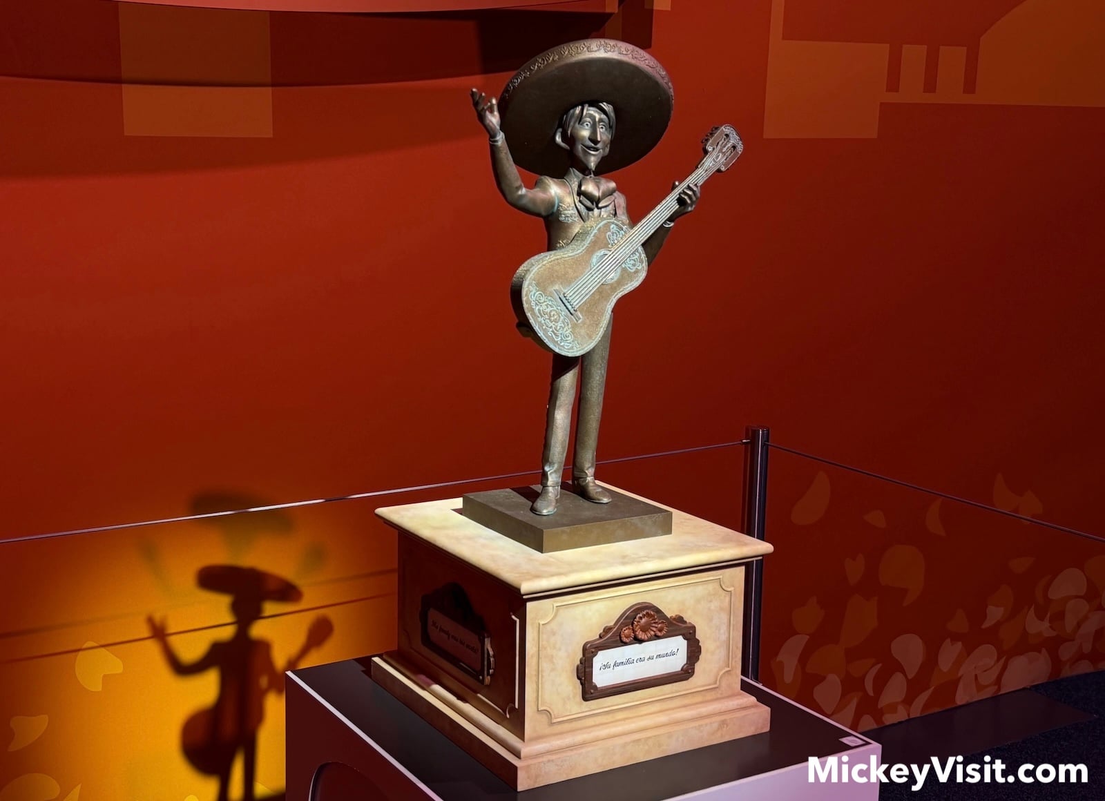 Héctor Rivera statue in Coco ride queue