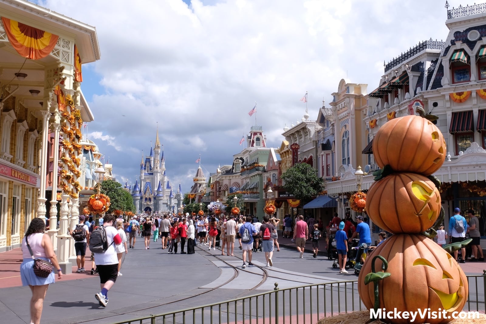 People walking on Main Street USA