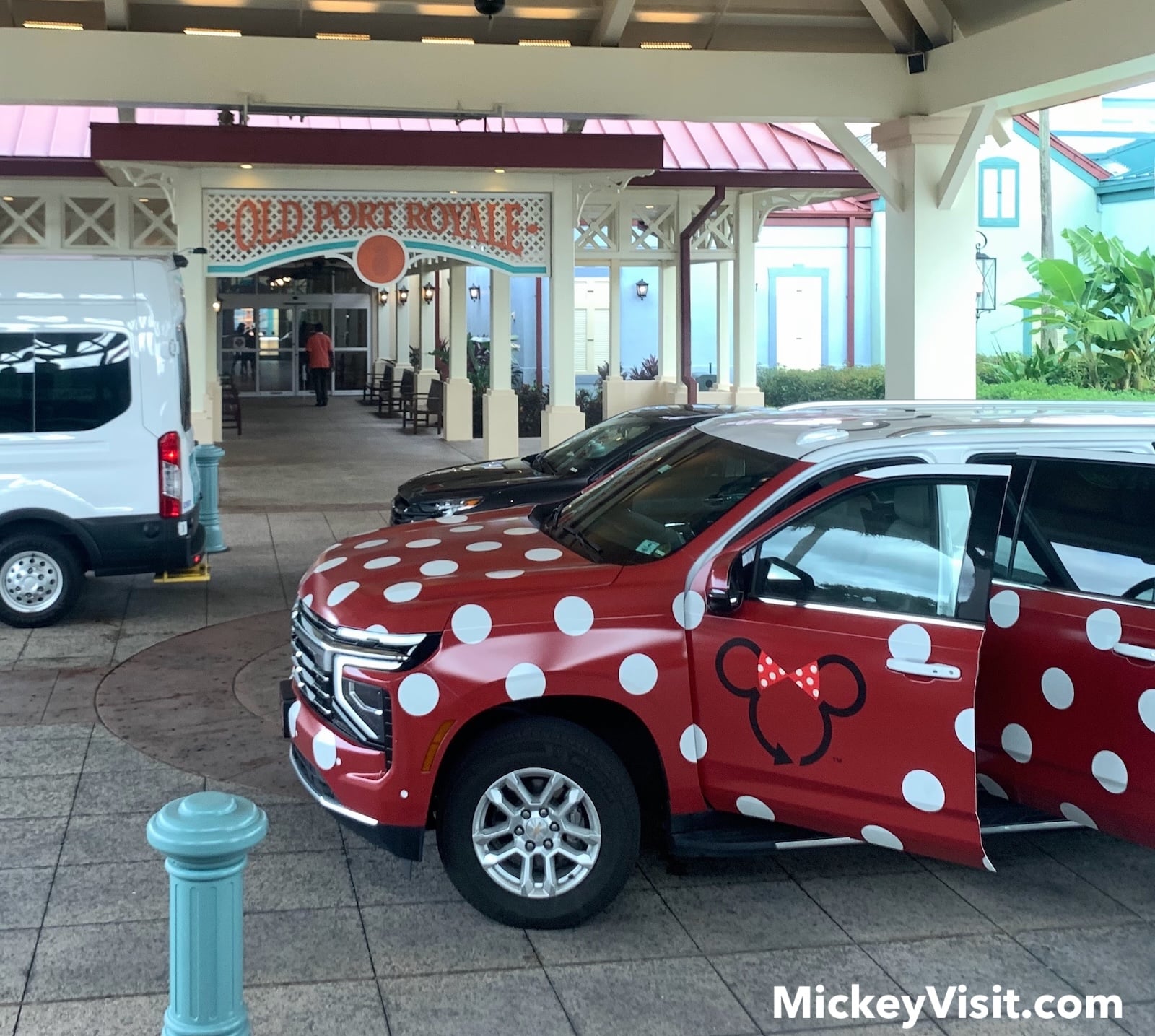 Minnie Van red car with white polka dots