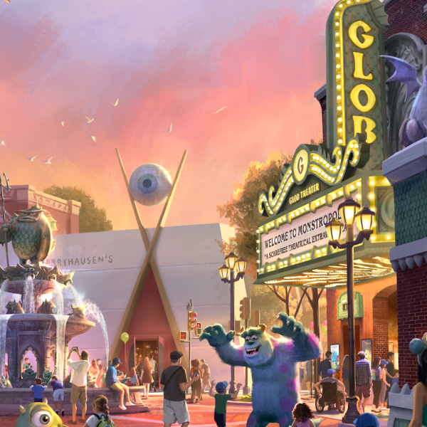 Monsters Inc land courtyard concept art