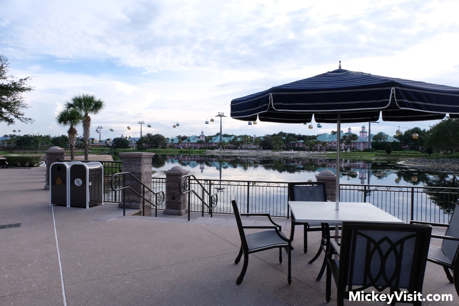Outdoor seating by lake