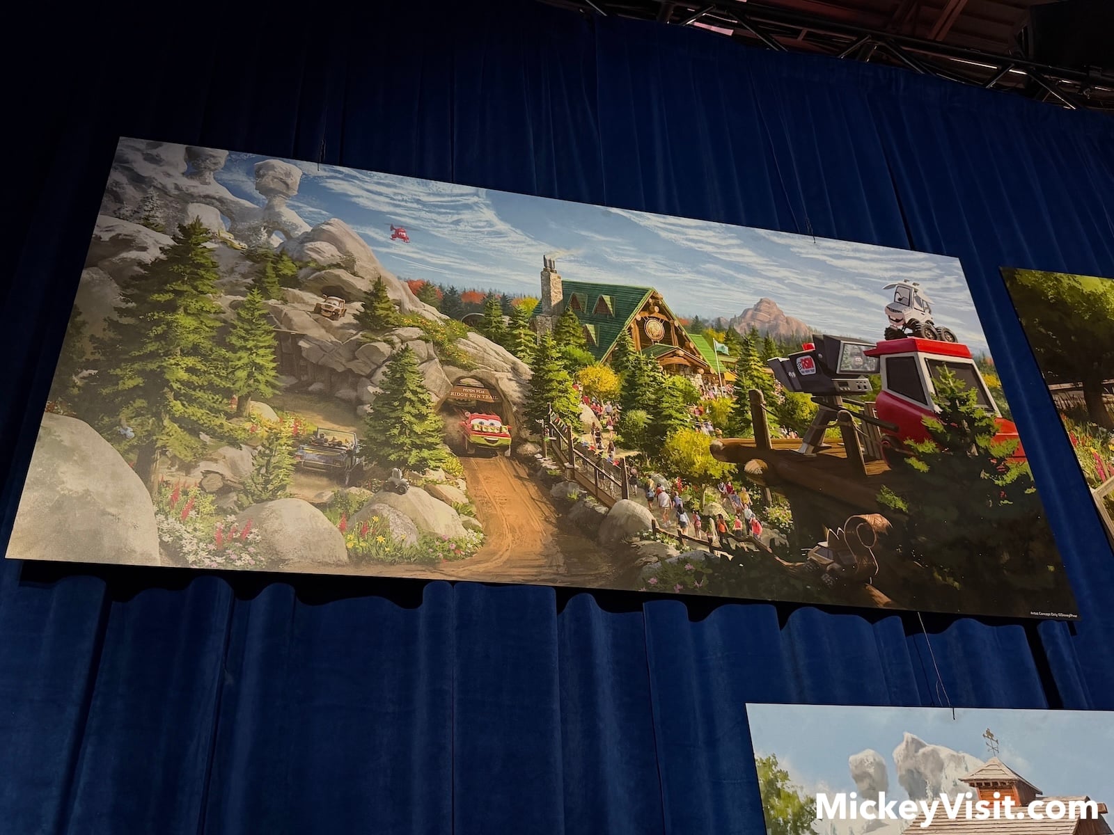 Cars ride concept art of mountainous terrain
