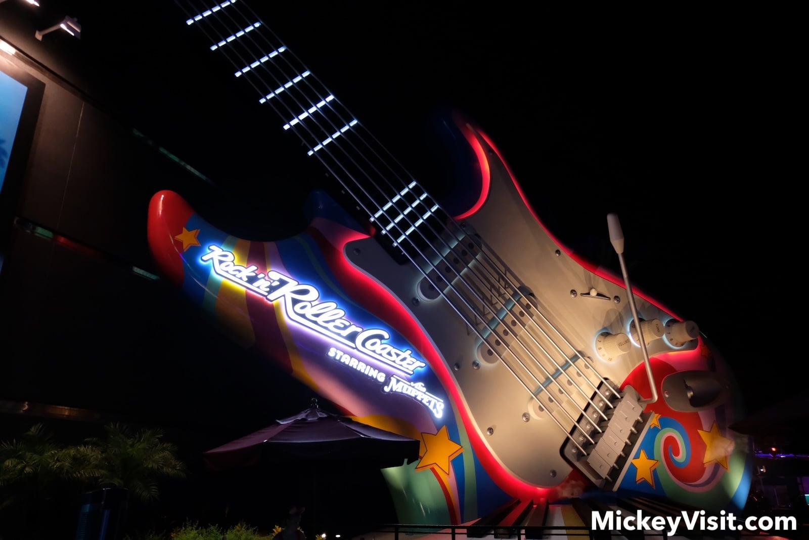 Huge guitar at night