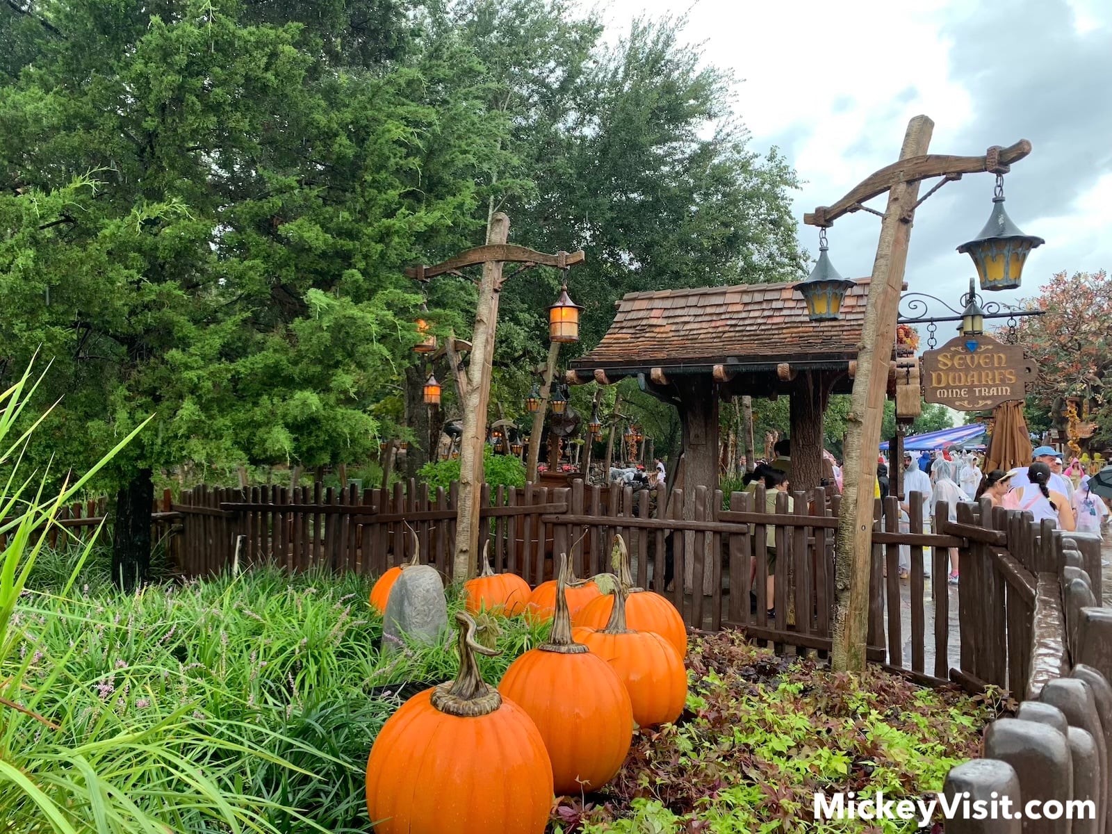 Seven Dwarfs Mine Train entrance with p umpkins