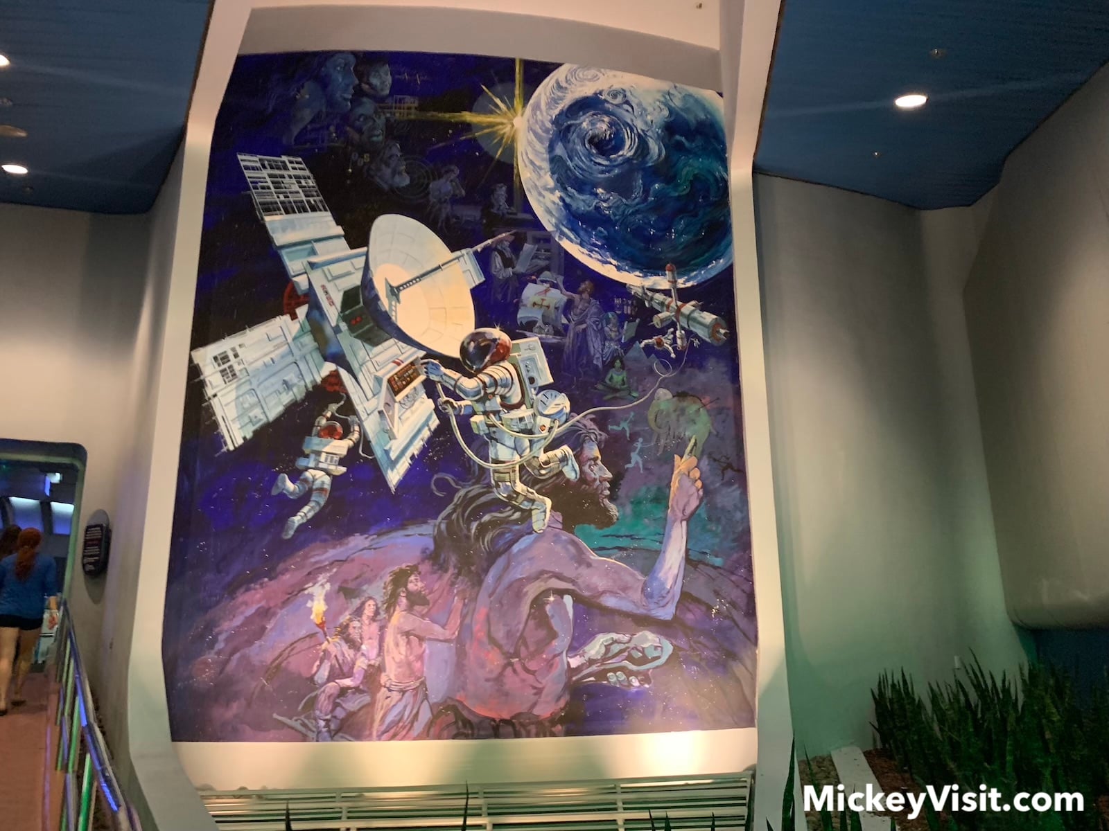 Spaceship Earth mural of human communication over time