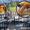 Outside dining with sandwiches on image