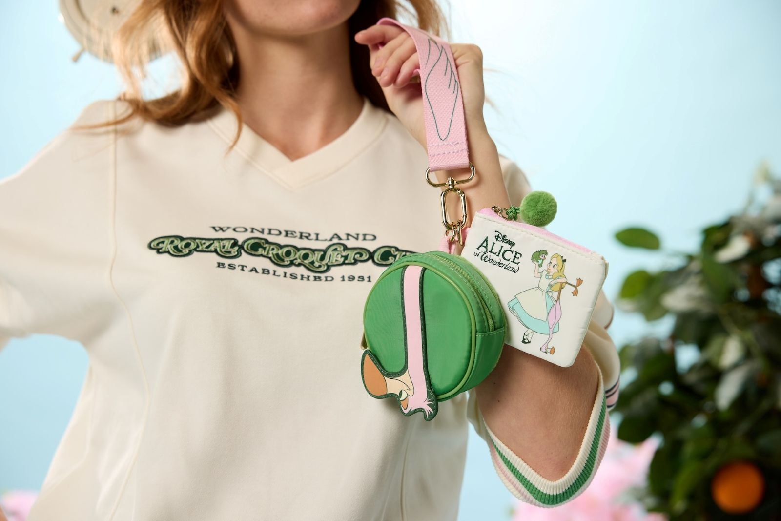 Alice in Wonderland green wristlet