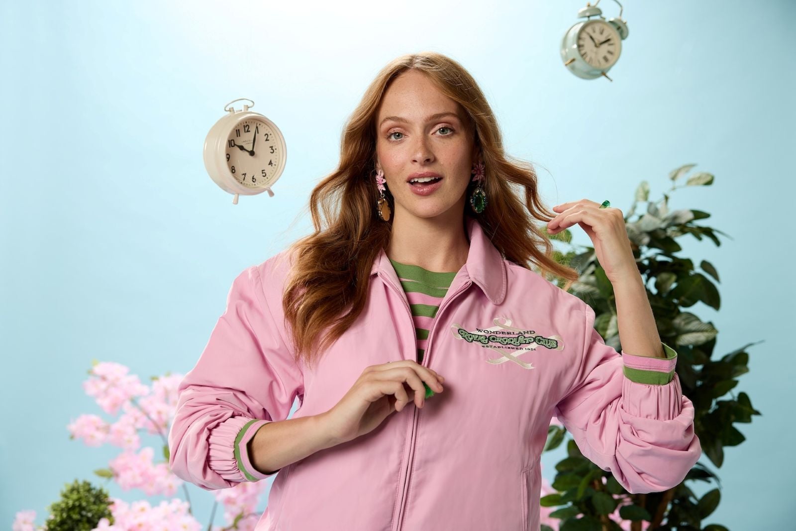 Front of pink Alice in Wonderland jacket
