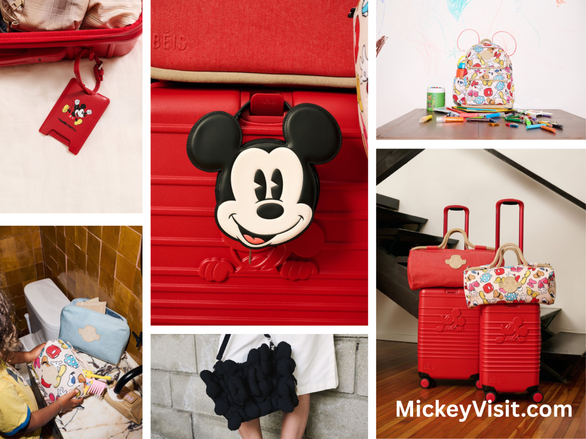 Grid of items from the Disney x Beis collaboration