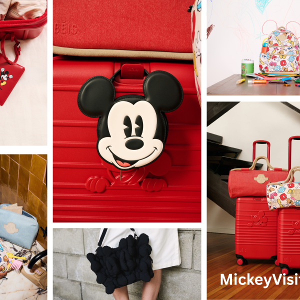 Grid of items from the Disney x Beis collaboration