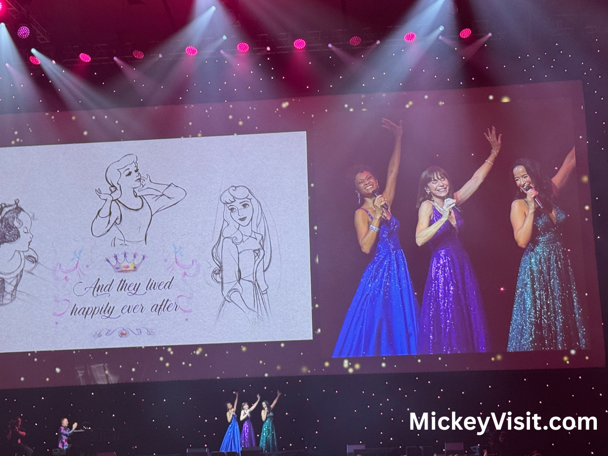 Disney Princesses singing on stage