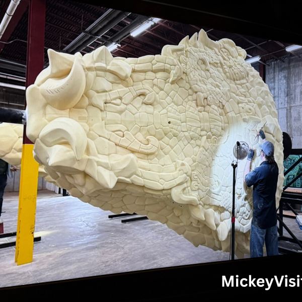 Imagineer working on part of new serpent animatronic
