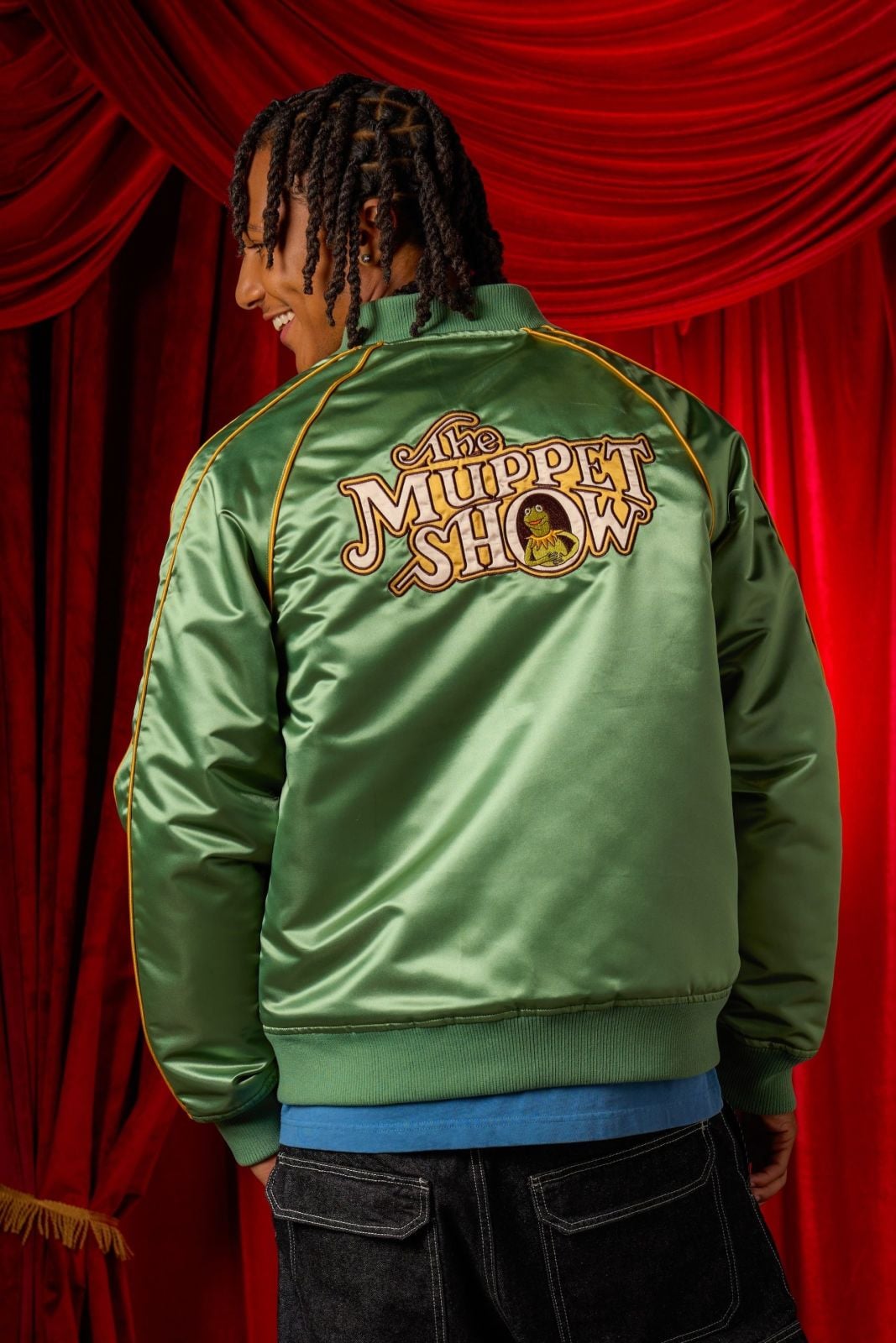 Back of green Muppets jacket