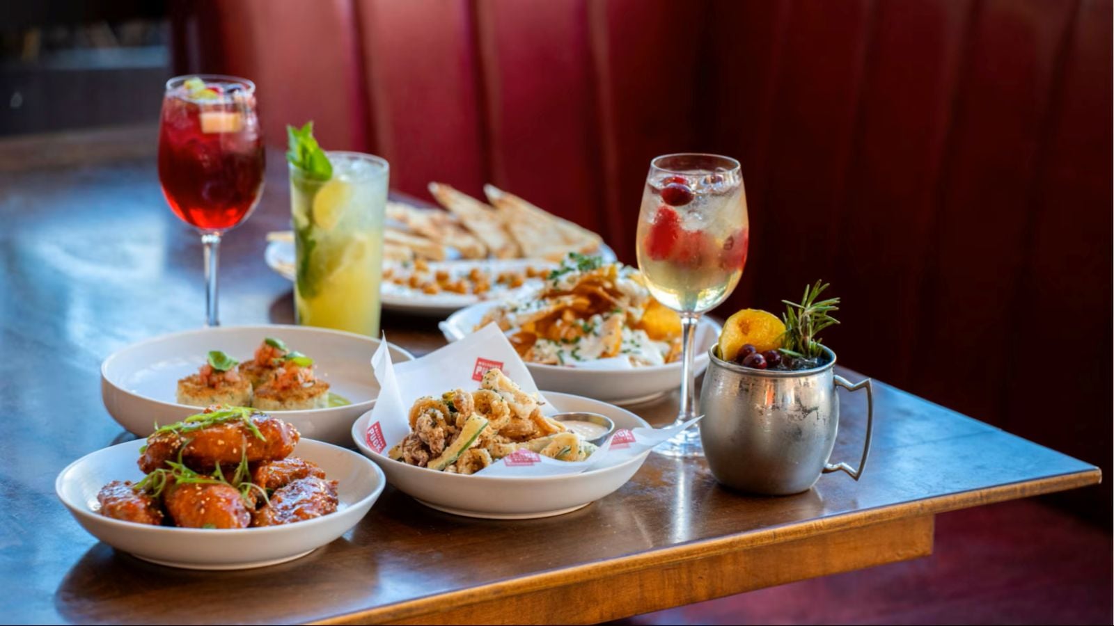 Food spread from Wolfgang Puck Bar & Grill