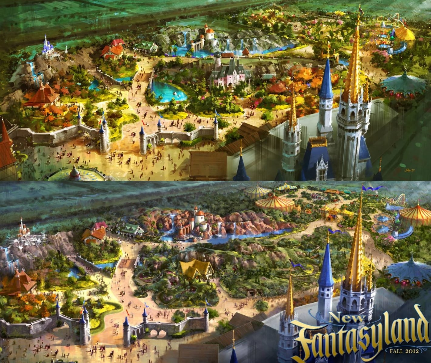 Aerial concept art of Fantasyland