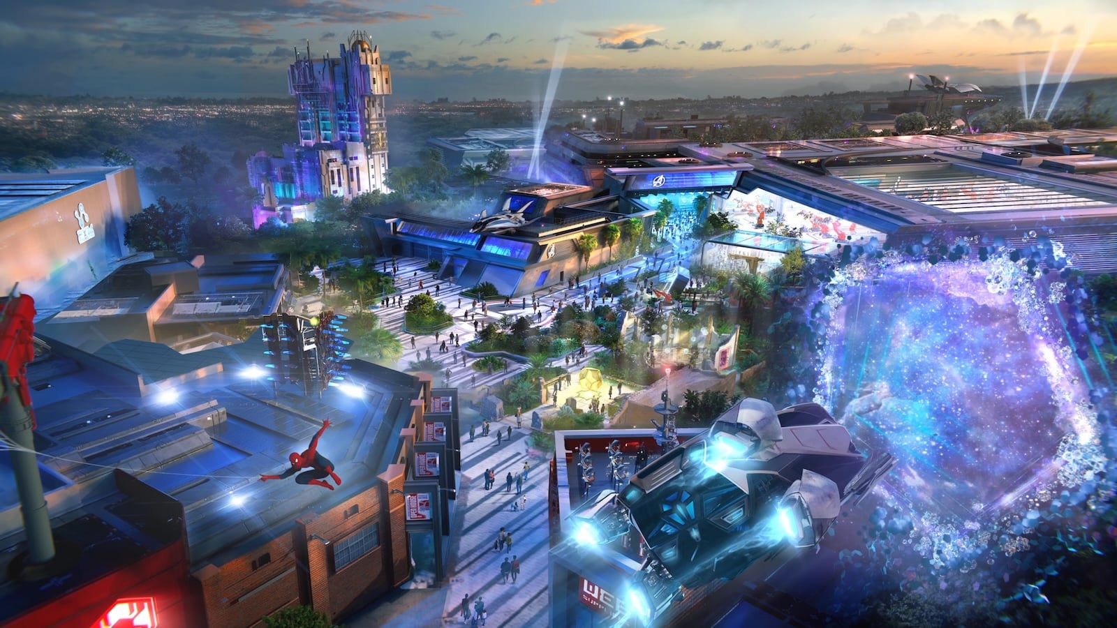 Avengers Campus aerial concept art