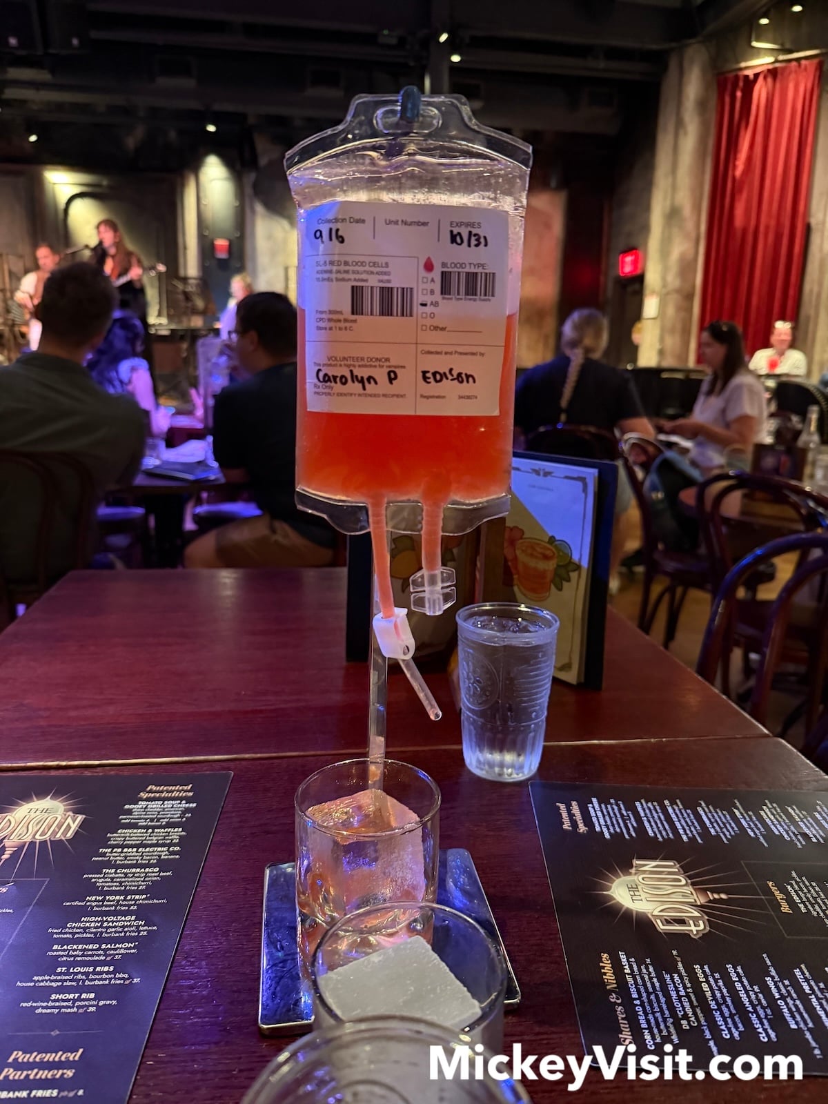 Drink served in fake blood bag