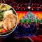 Choir in shape of Christmas tree - inset image of turkey and vegetables