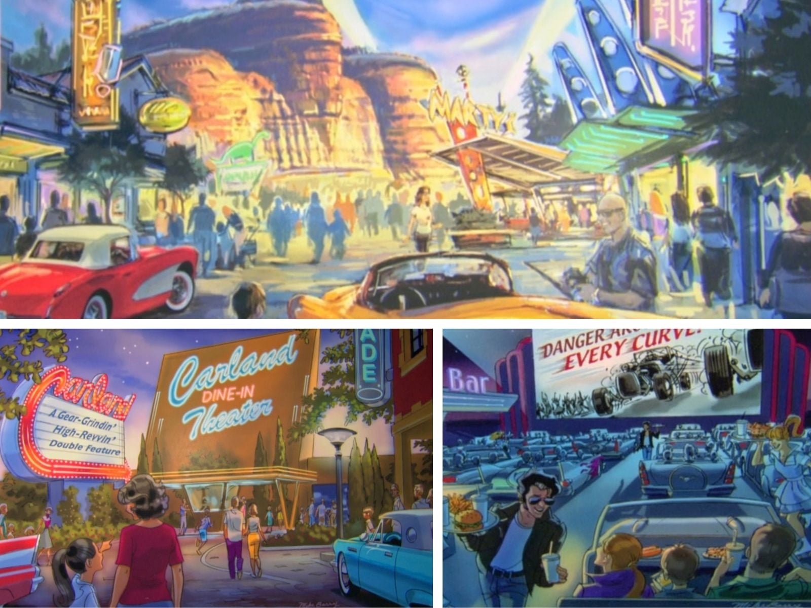 Artwork of vintage cars