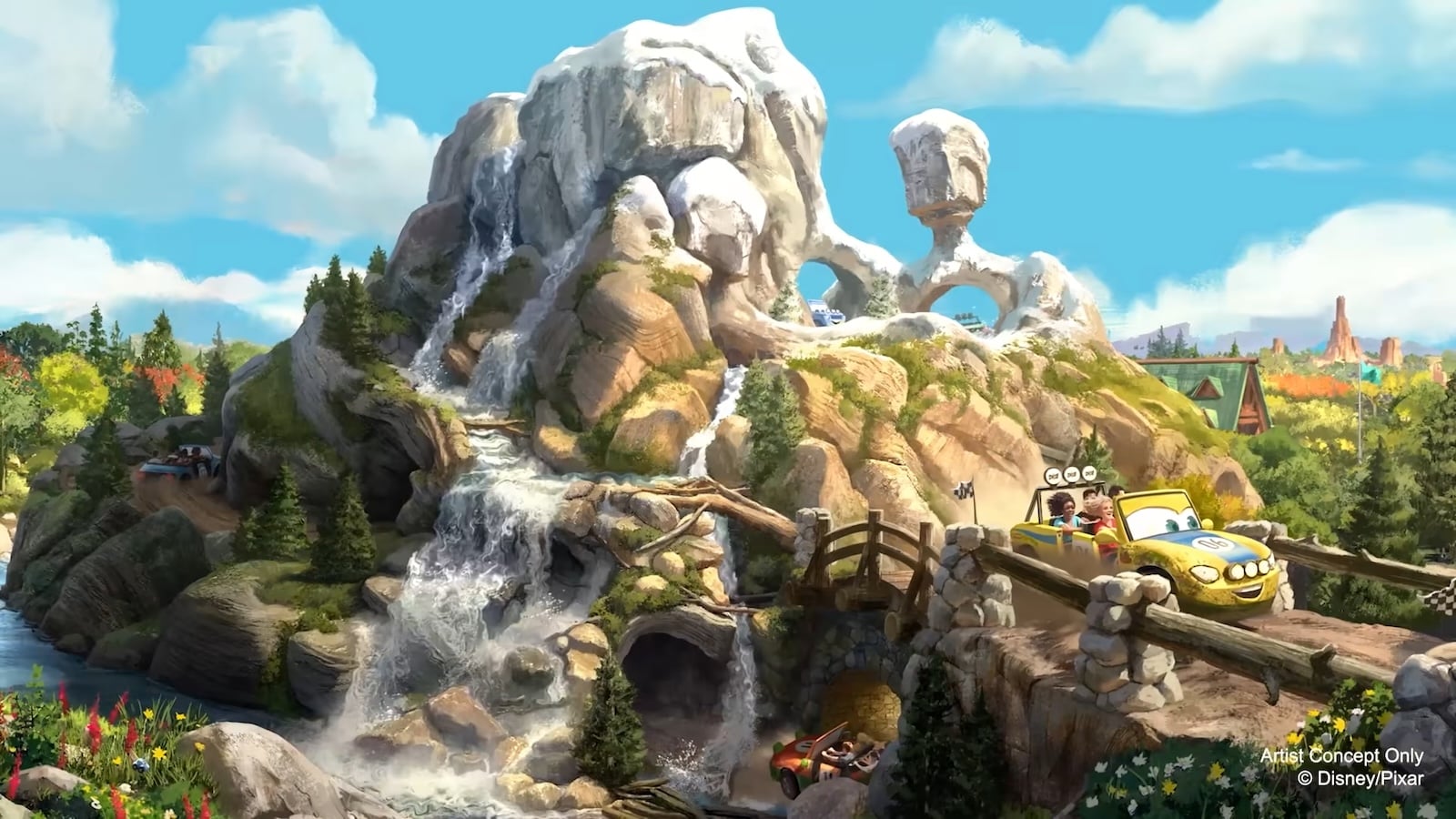 Mountainous car ride concept art