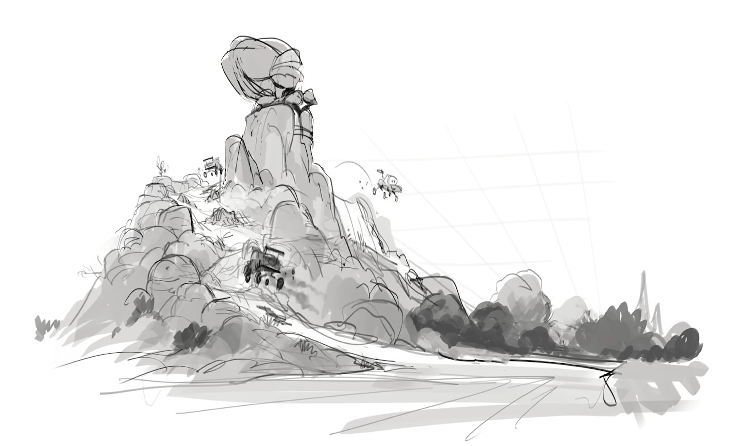 Sketch of rocky mountain