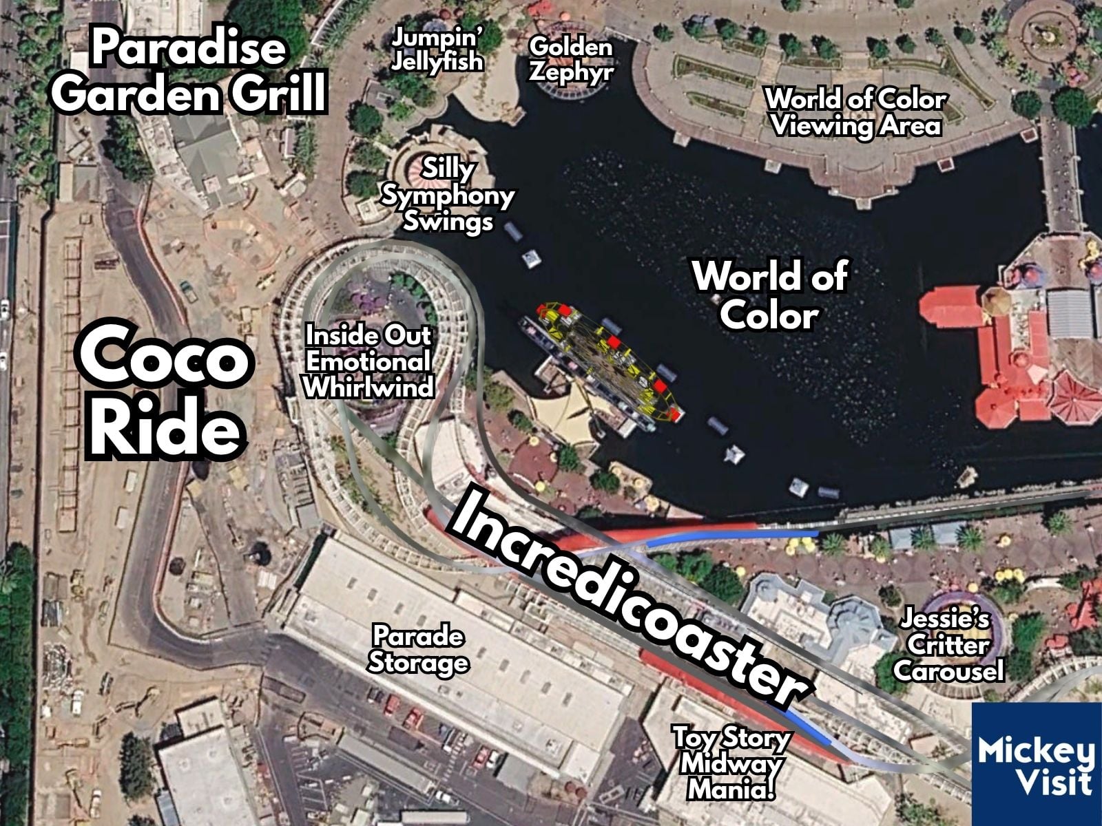 California Adventure map aerial view