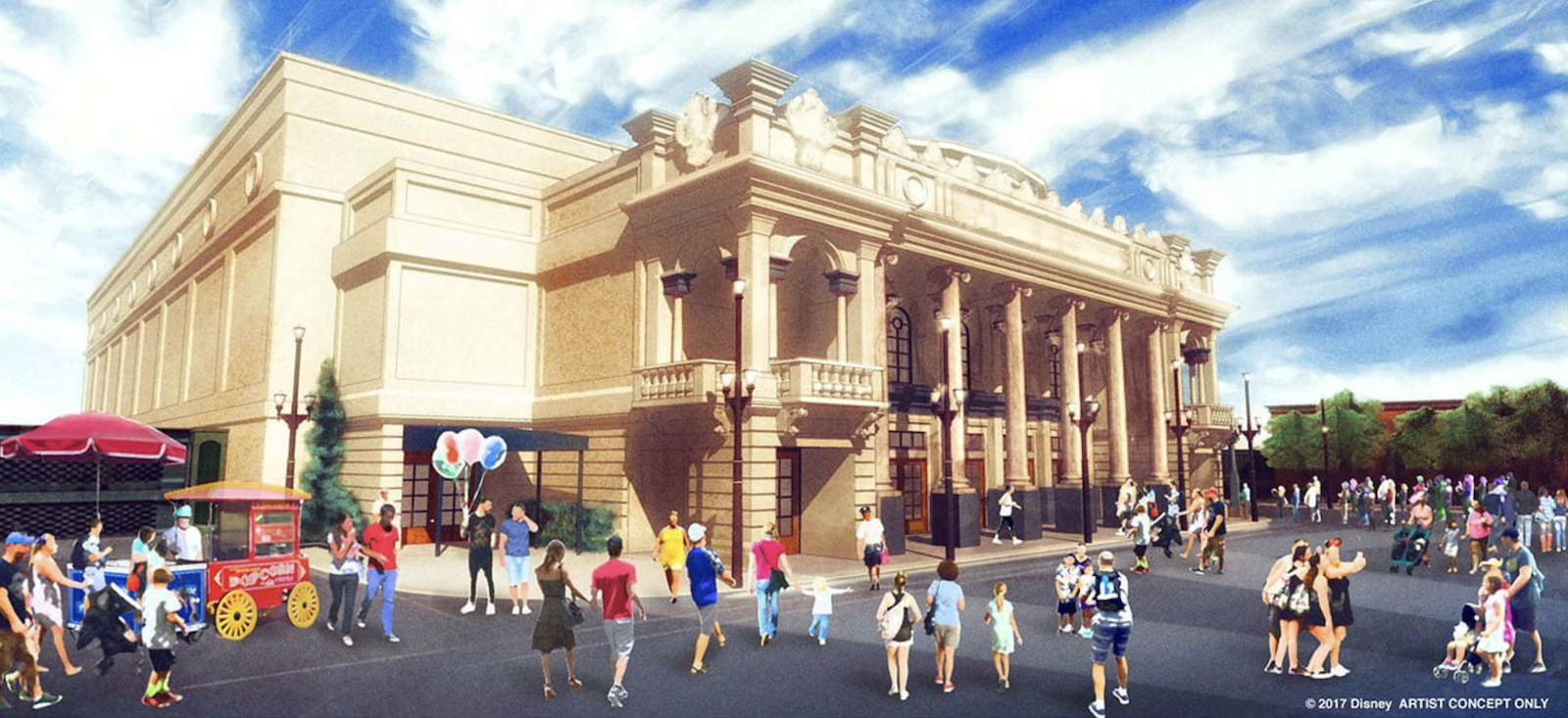 Concept art of large theater exterior