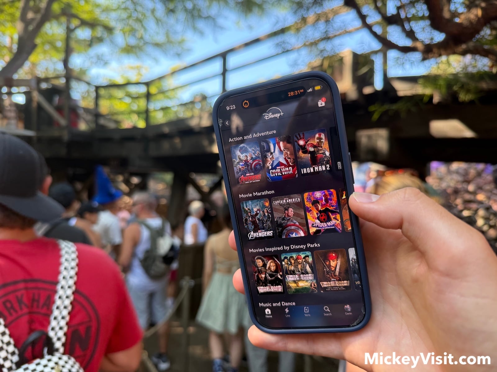 Phone with Disney+ app opened