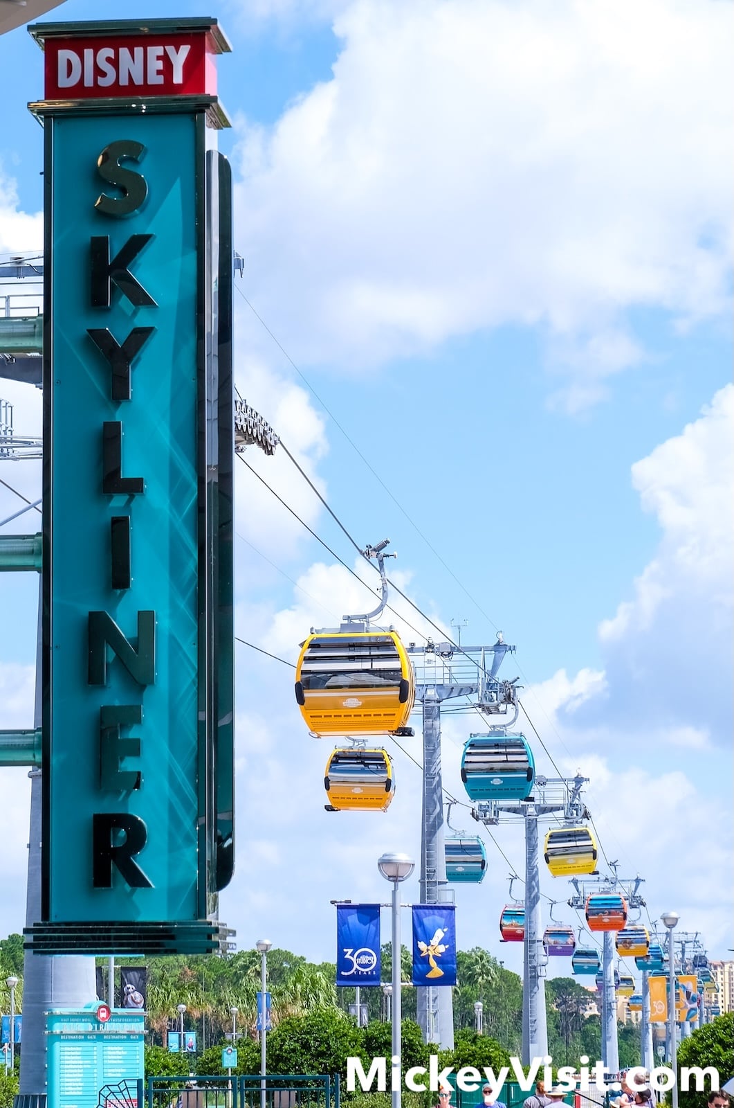 Gondolas over blue sky