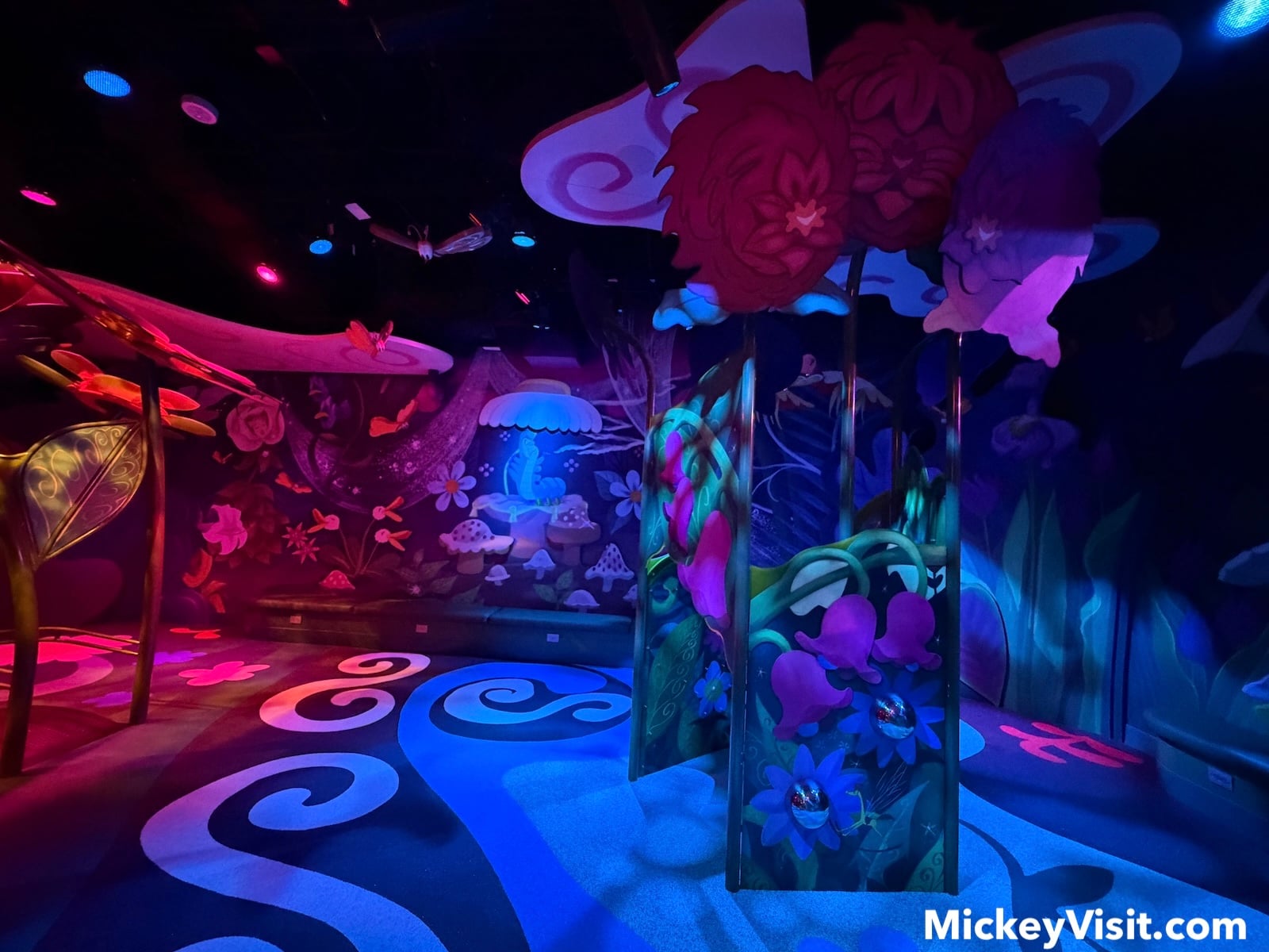 Alice in Wonderland playground with blue lighting