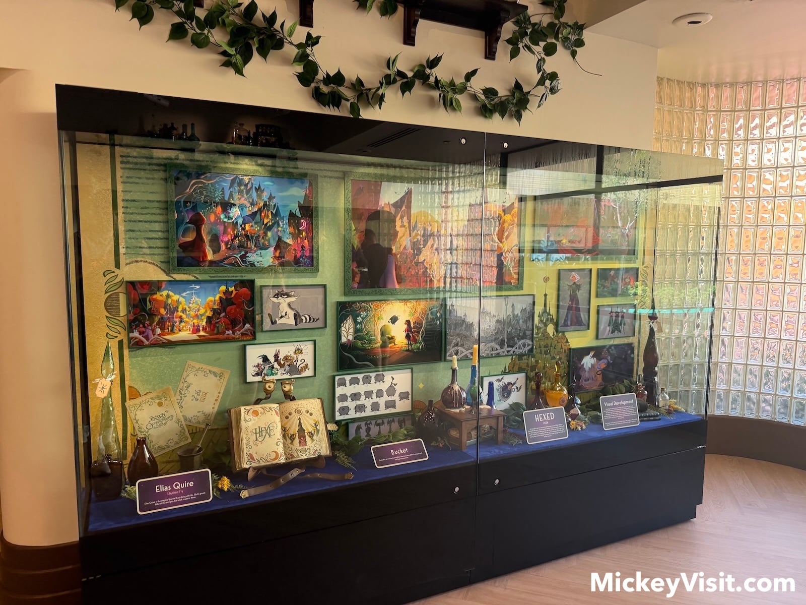 Animation artwork in display case from the movie Hexed