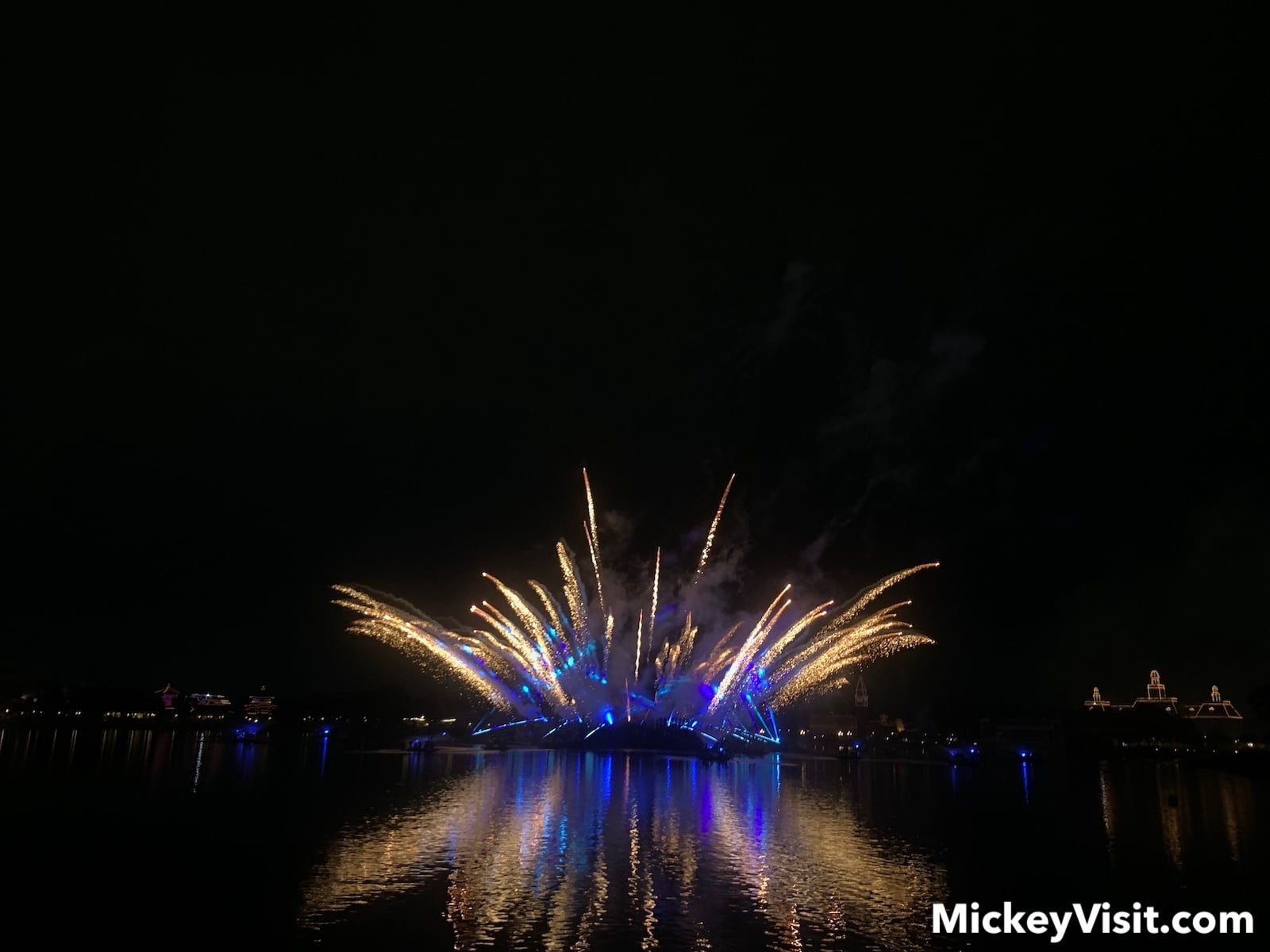 Fireworks on lake