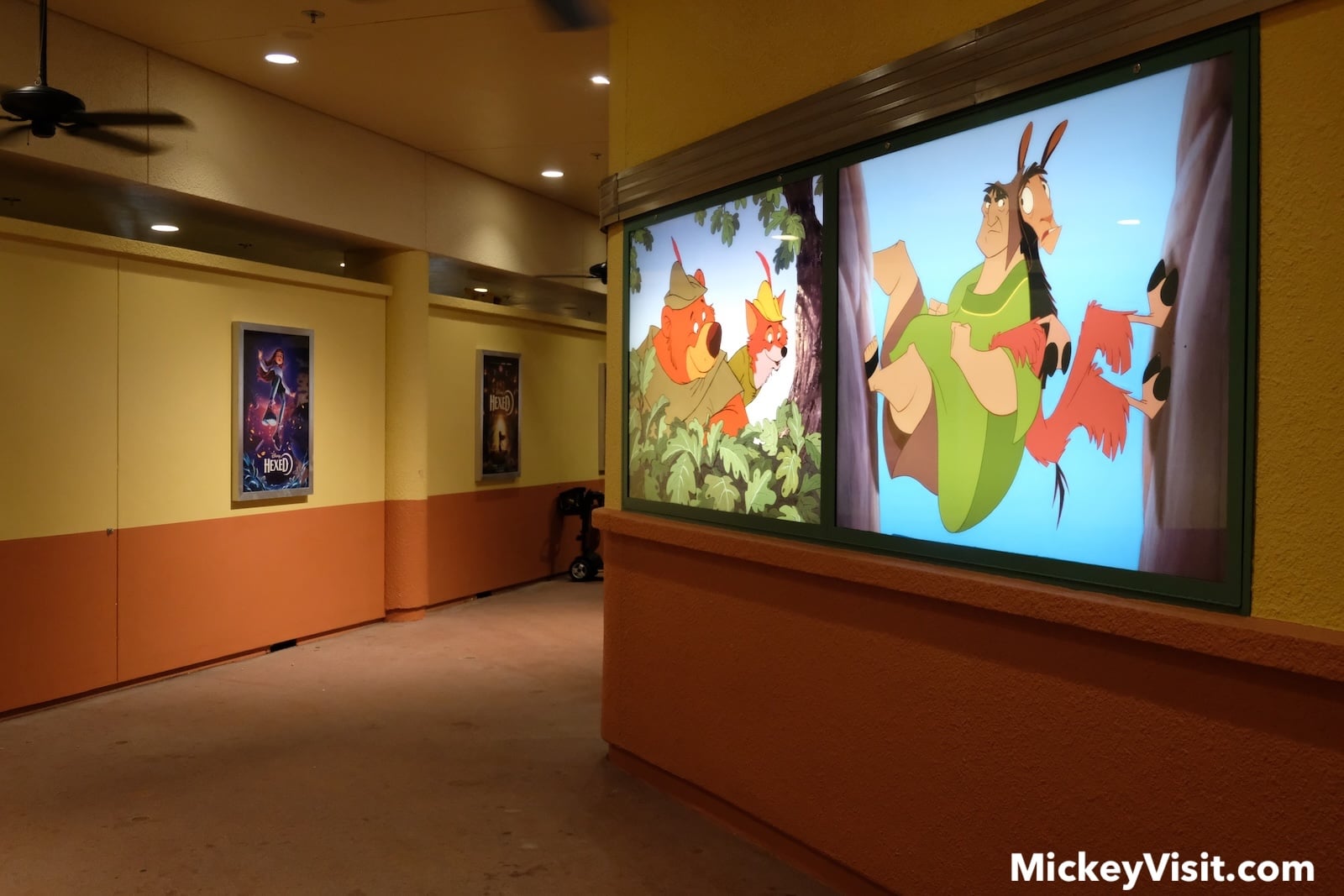 Animation movie stills framed in hallway
