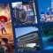 Artwork for new Coco, Avengers, and Avatar rides with Disneyland Sleeping Beauty Castle