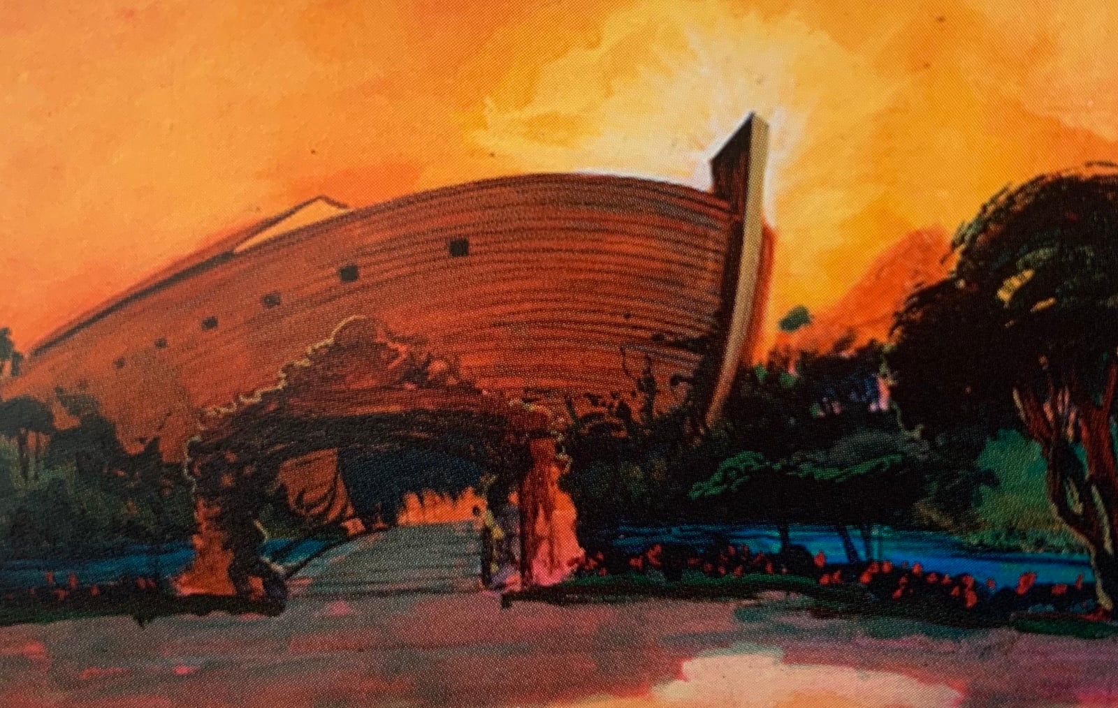 Artwork of giant ark boat