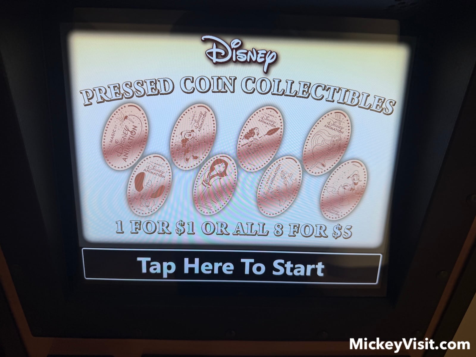 Pressed pennies with Disney characters on them